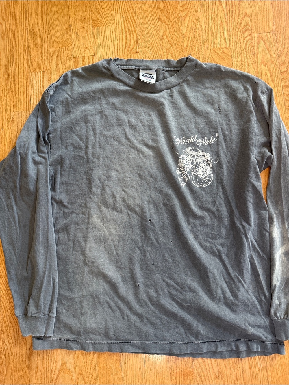 Born Saint Worldwide Graphic Long Sleeve Tee - Slate Gray